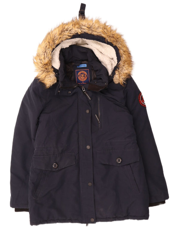 Superdry γυναικείο μπουφάν σκι με επένδυση UK 12 Medium Navy Blue Nylon