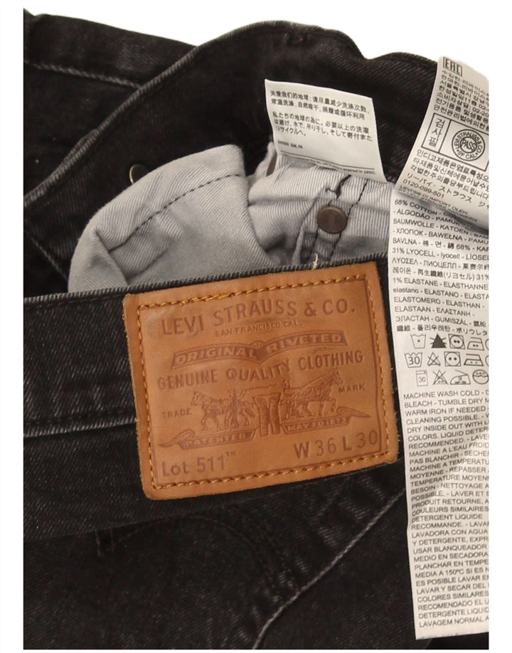 Levi's Mens 511 Slim Jeans W36 L30 Μαύρο βαμβακερό