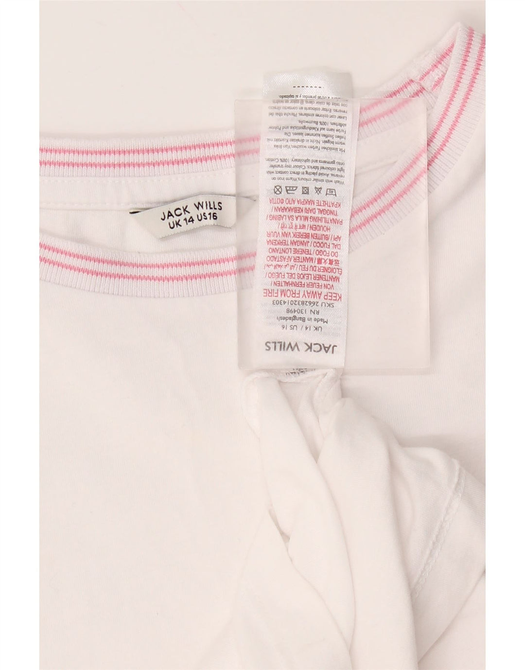 Jack Wills Womens T-Shirt Top UK 14 Medium White Cotton