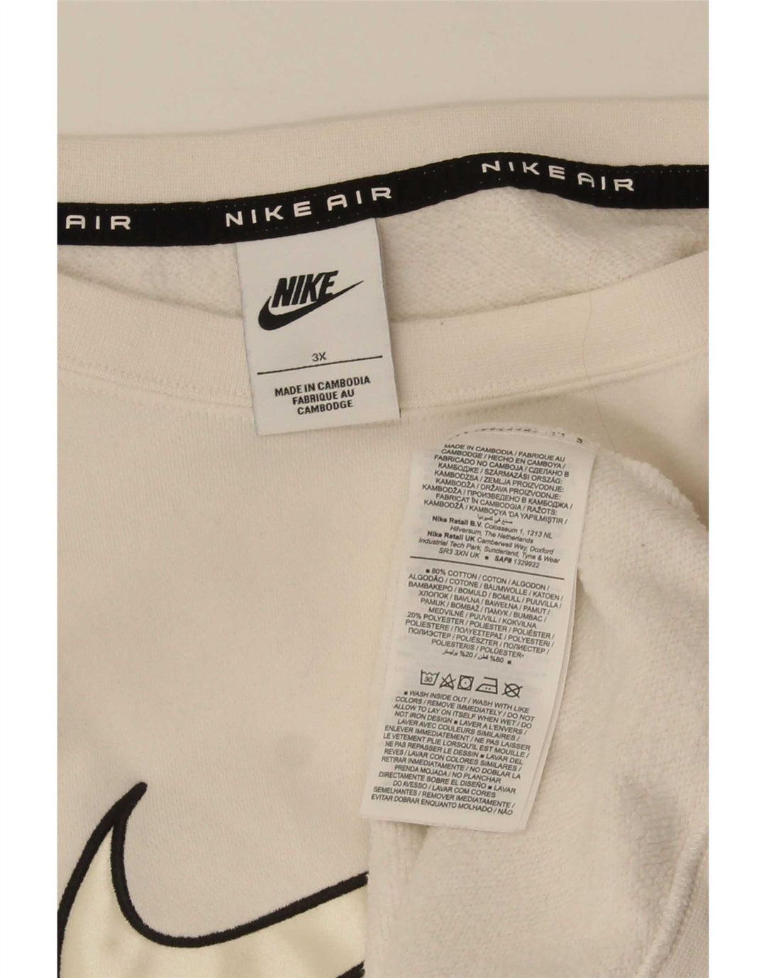 Ανδρικό γραφικό φούτερ Nike 3XL, λευκό βαμβακερό
