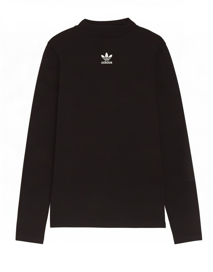 Adidas Γυναικείο τοπ μακρυμάνικο UK 12 μεσαίο μαύρο βαμβακερό