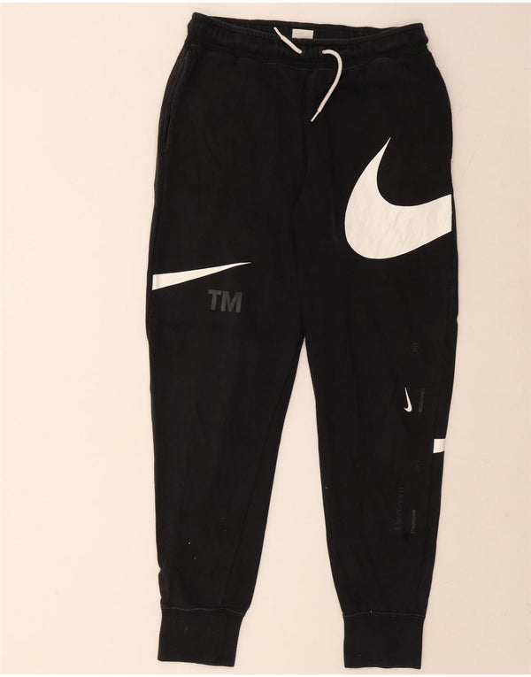 Nike Mens Swoosh Graphic Tracksuit Trousers Joggers Medium Black Cotton