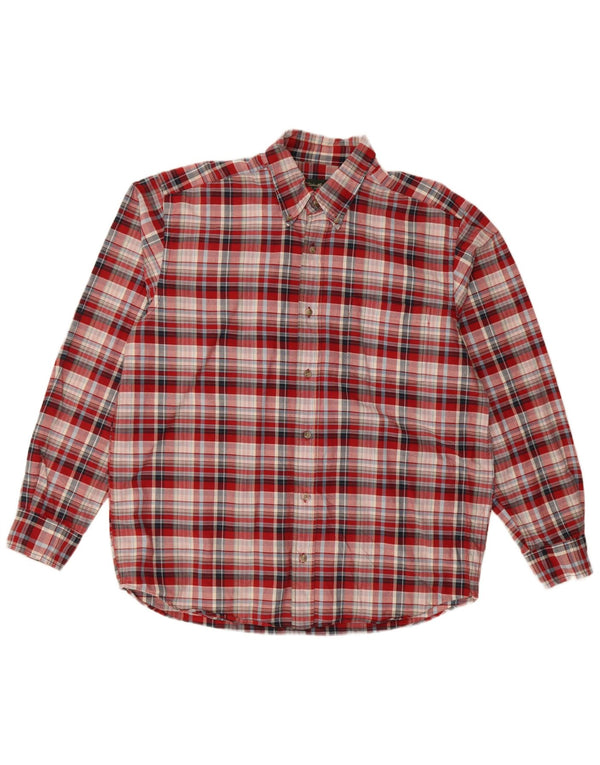 Eddie Bauer Mens Relaxed Fit Flannel Shirt Large Red Check Cotton