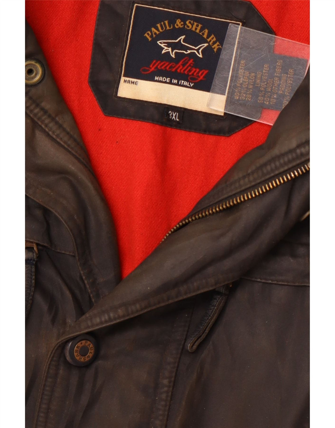 Paul & Shark Ανδρικό κέρινο βαμβακερό μπουφάν UK 46 3XL Μαύρο πολυεστέρα