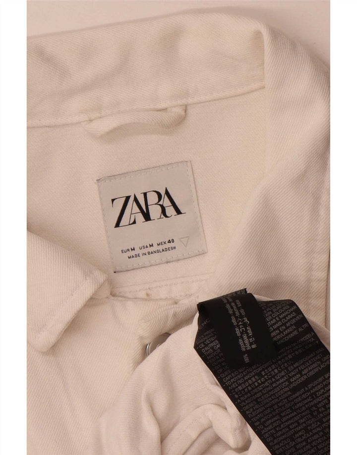 Zara Ανδρικό Τζιν Μπουφάν UK 38 Μεσαίο Λευκό Βαμβακερό
