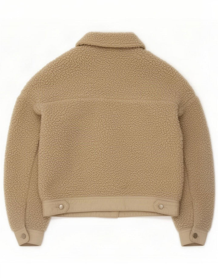 Zara Γυναικείο μπουφάν φλις μεγάλου μεγέθους UK 6 XS Off White Polyester