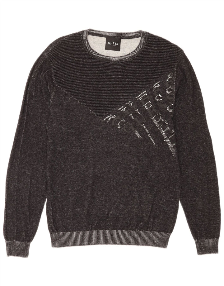 Ανδρικό γραφικό φούτερ Guess Jumper μεγάλο γκρι βαμβακερό