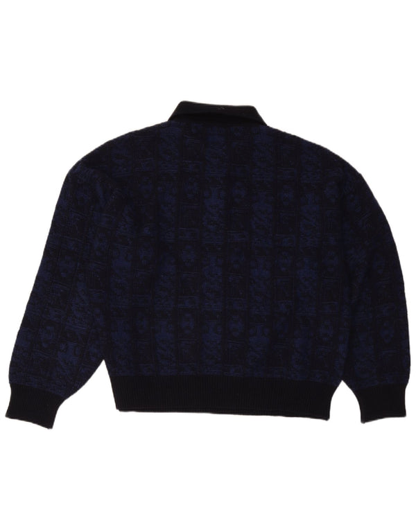 Aeffe Ανδρικό πουλόβερ Polo Neck Jumper IT 50 Medium Navy Blue γεωμετρικό μαλλί