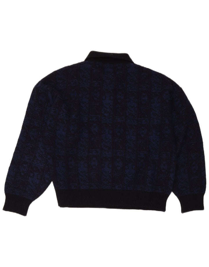 Aeffe Ανδρικό πουλόβερ Polo Neck Jumper IT 50 Medium Navy Blue γεωμετρικό μαλλί