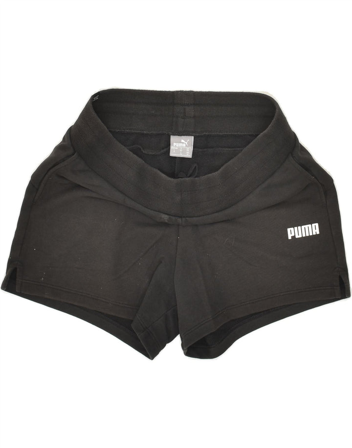 PUMA Womens Sport Shorts UK 14 Large Black Polyester | Vintage Puma | Thrift | Second-Hand Puma | Used Clothing | Messina Hembry 