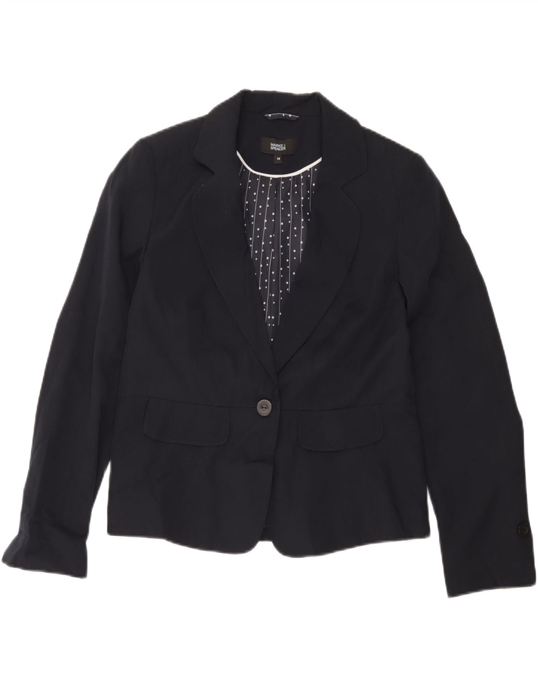 Marks & Spencer Γυναικείο σακάκι UK 14 Medium Navy Blue ριγέ