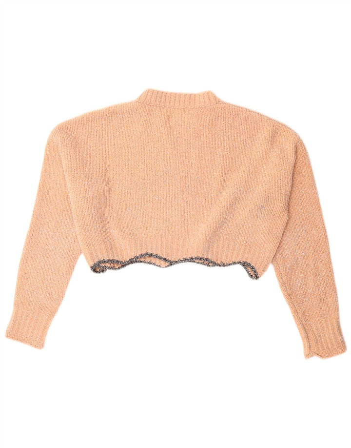 ZARA Womens Oversized Crew Neck Jumper Sweater UK 14 Medium Pink Flecked