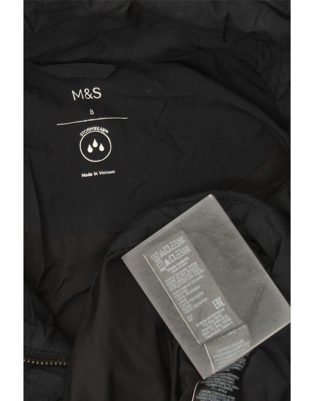 Marks & Spencer Γυναικείο μπουφάν με κουκούλα μεγάλου μεγέθους, UK 8 Small Black