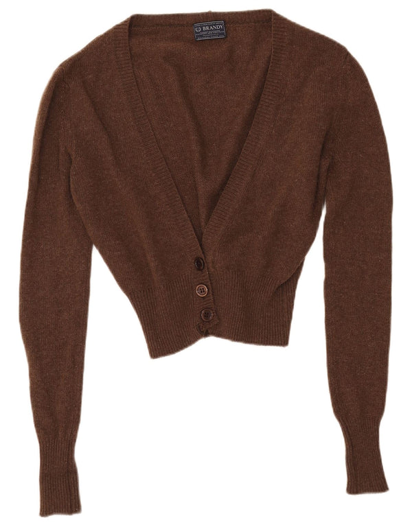 Γυναικεία ζακέτα VINTAGE Crop UK 14 Μαλλί αρνιού μεσαίου καφέ