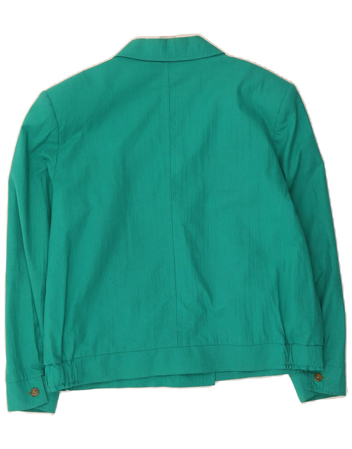 VINTAGE Womens Double Breasted Blazer Jacket UK 16 Large  Turquoise Cotton Vintage Vintage and Second-Hand Vintage from Messina Hembry 