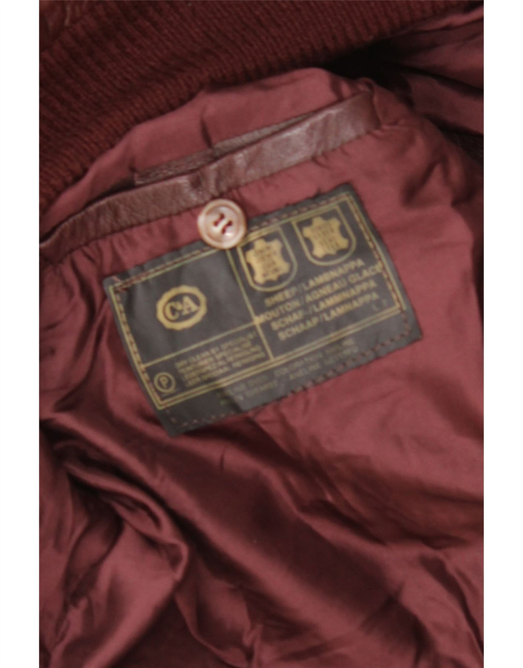 C&A Ανδρικό Δερμάτινο Μπουφάν UK 38 Medium Burgundy Leather
