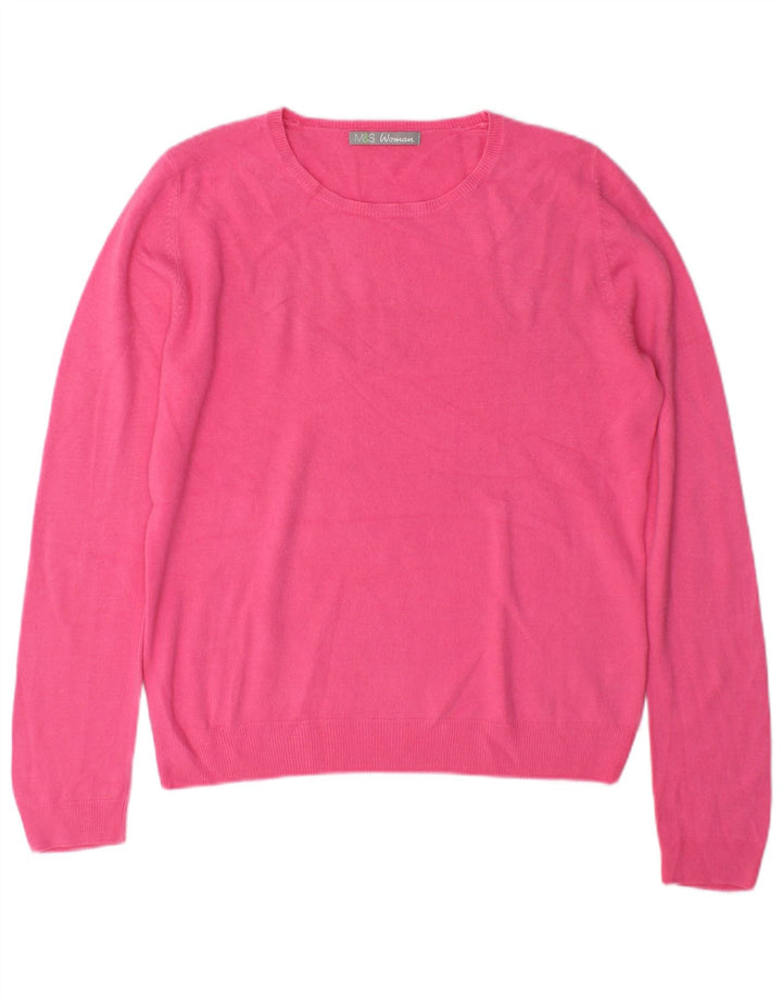 Marks & Spencer Γυναικείο πουλόβερ με λαιμόκοψη UK 12 Medium Pink