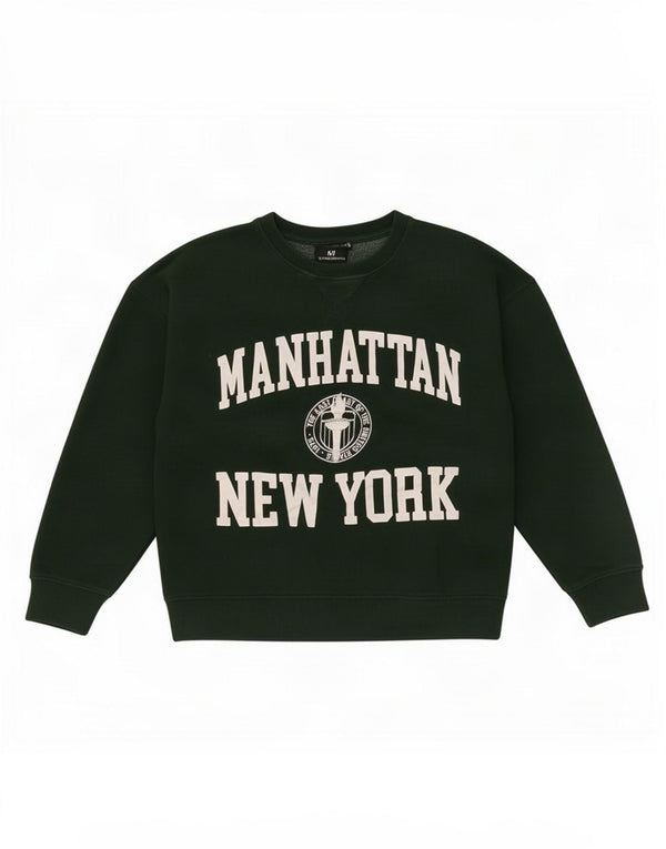 Γυναικεία Zara Crop Graphic Oversized Φούτερ Jumper UK 10 Small Green