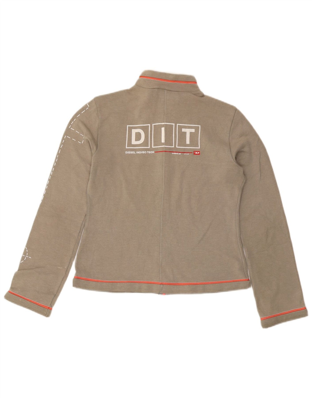 Diesel γυναικεία φόρμα γυμναστικής γραφικά Top Jacket UK 14 Large Grey Polyester