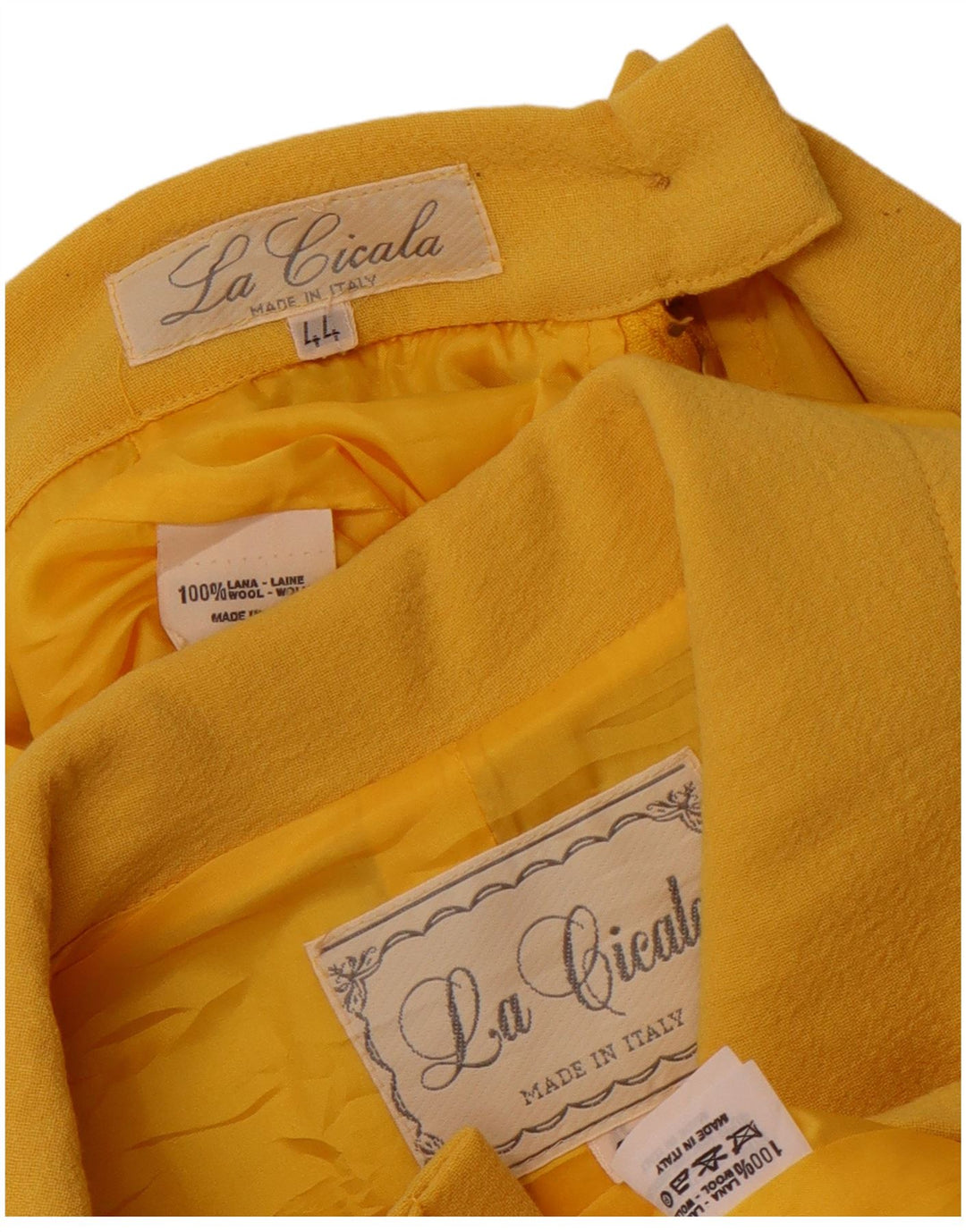 VINTAGE Γυναικείο Σετ Φούστας 2 τεμαχίων με 4 Κουμπιά IT 44 Medium W26 Κίτρινο μαλλί