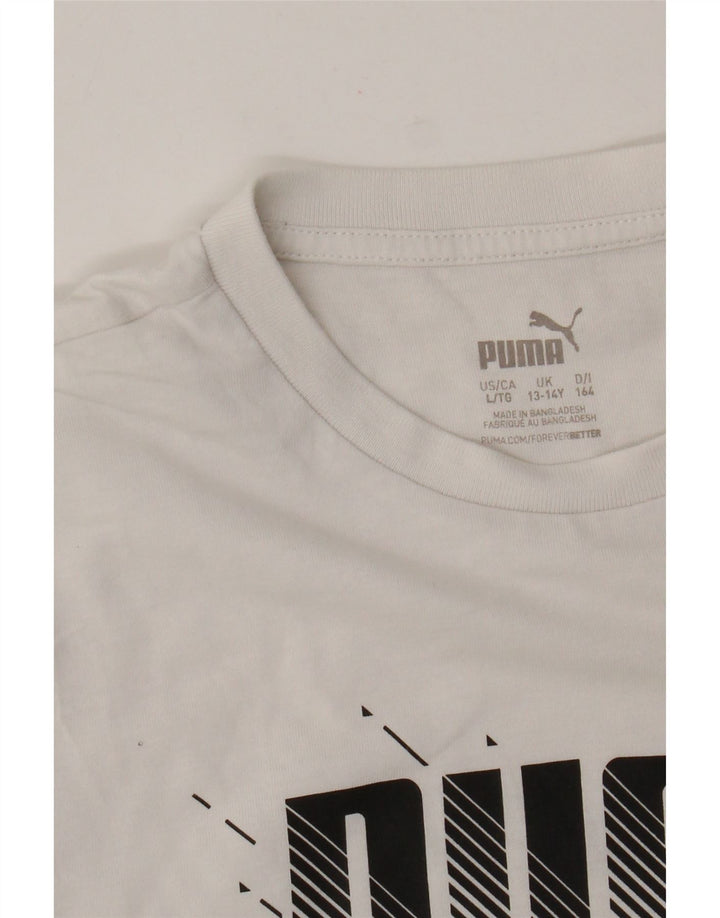 Puma Boys Graphic T-Shirt Top 13-14 Years Λευκό