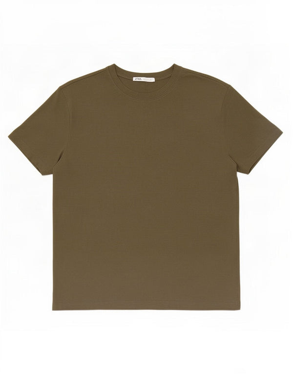 Zara Γυναικείο T-Shirt Top UK 10 Small Khaki Cotton