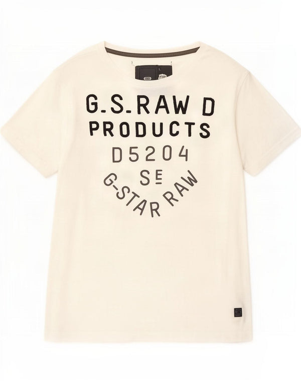 G-Star Womens Graphic T-Shirt Top UK 14 Large White Cotton