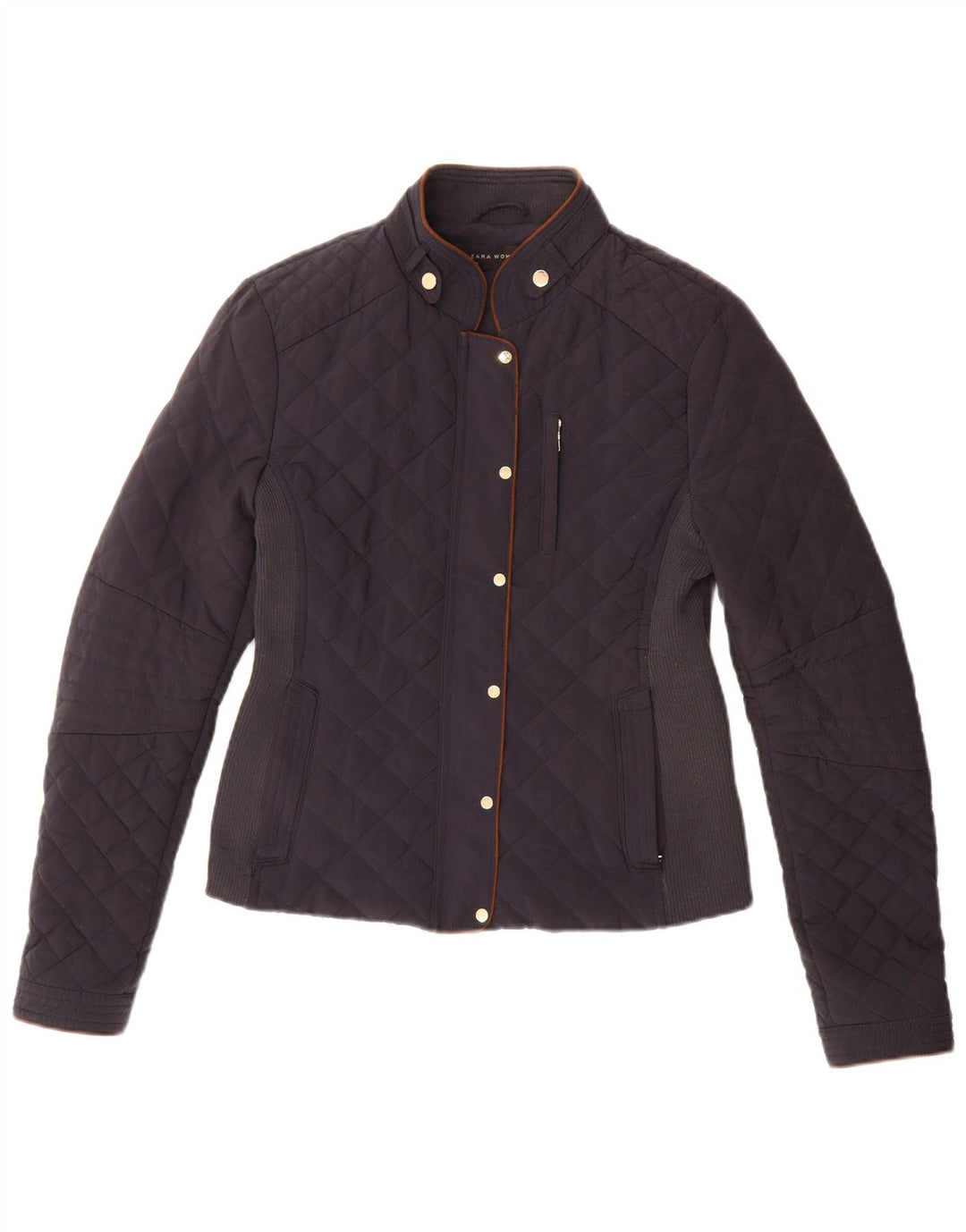 Zara Γυναικείο καπιτονέ μπουφάν UK 14 Medium Navy Blue Colourblock