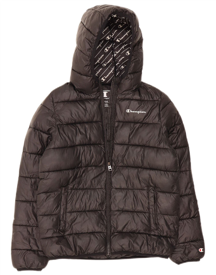 Champion Boys Hooded Jacket 13-14 Years XL Black Polyester