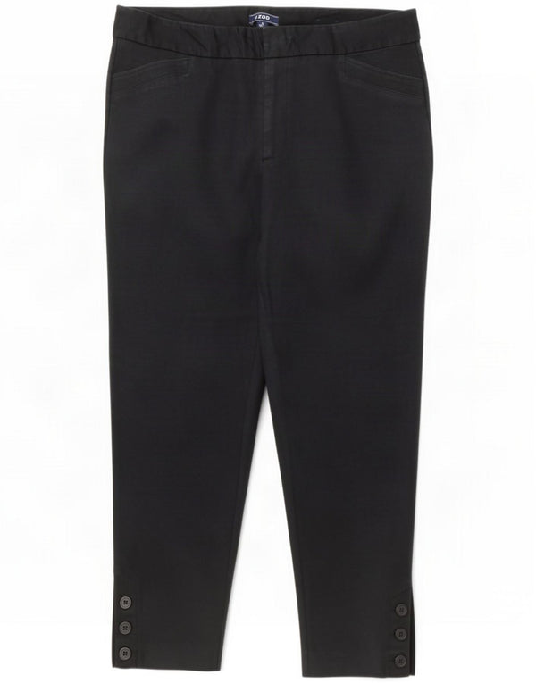 Izod Womens Cropped Trousers US 14 XL W36 L25 Μαύρο βαμβακερό
