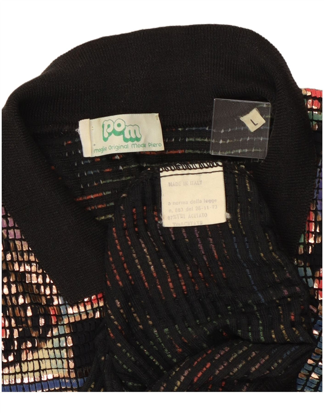 Vintage γυναικείο πουλόβερ με λαιμό πόλο UK 16 Μεγάλο πολύχρωμο οξικό