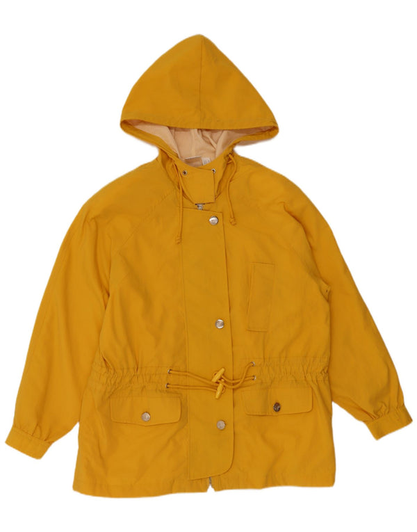 MAJESTIC Womens Oversized Hooded Utility Jacket UK 12 Medium Yellow