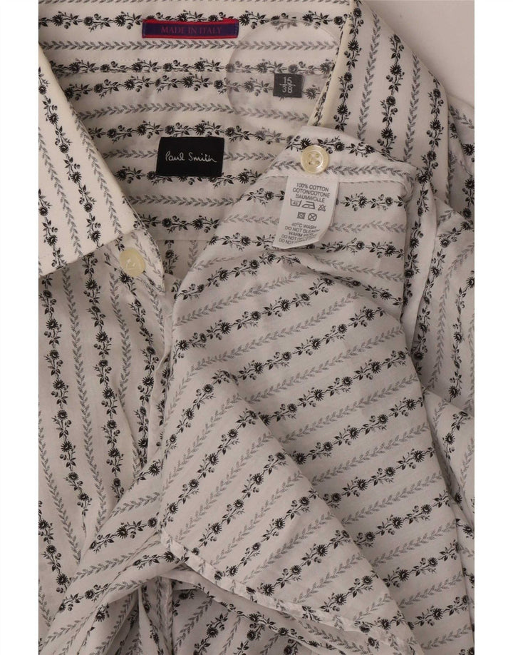 Paul Smith Ανδρικό επίσημο πουκάμισο Μέγεθος 38 15 Λευκό μεσαίο φλοράλ βαμβακερό