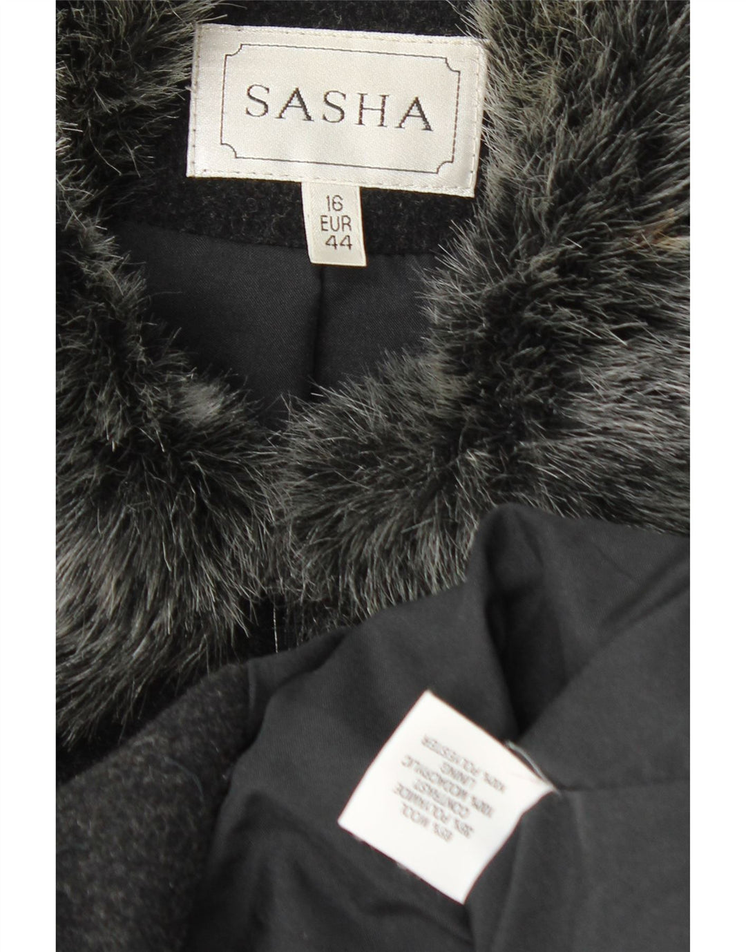 Sasha Γυναικείο Bomber Jacket UK 16 Large Black Wool