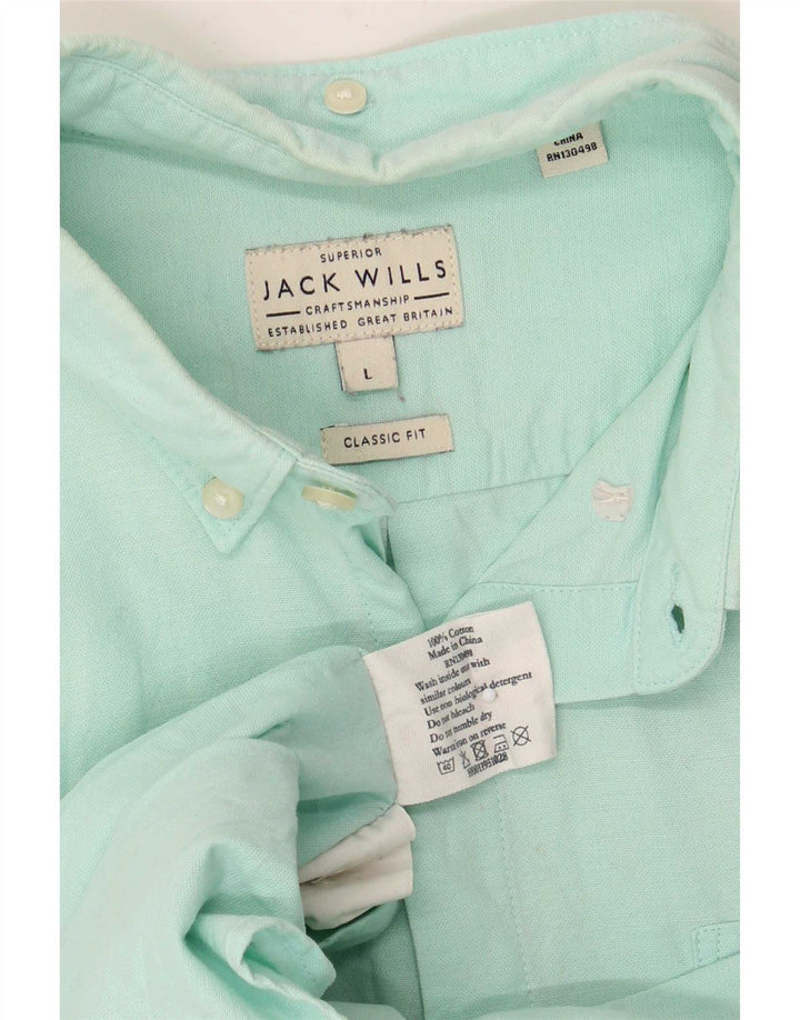 Jack Wills Ανδρικό πουκάμισο Classic Fit Μεγάλο Τυρκουάζ Βαμβακερό