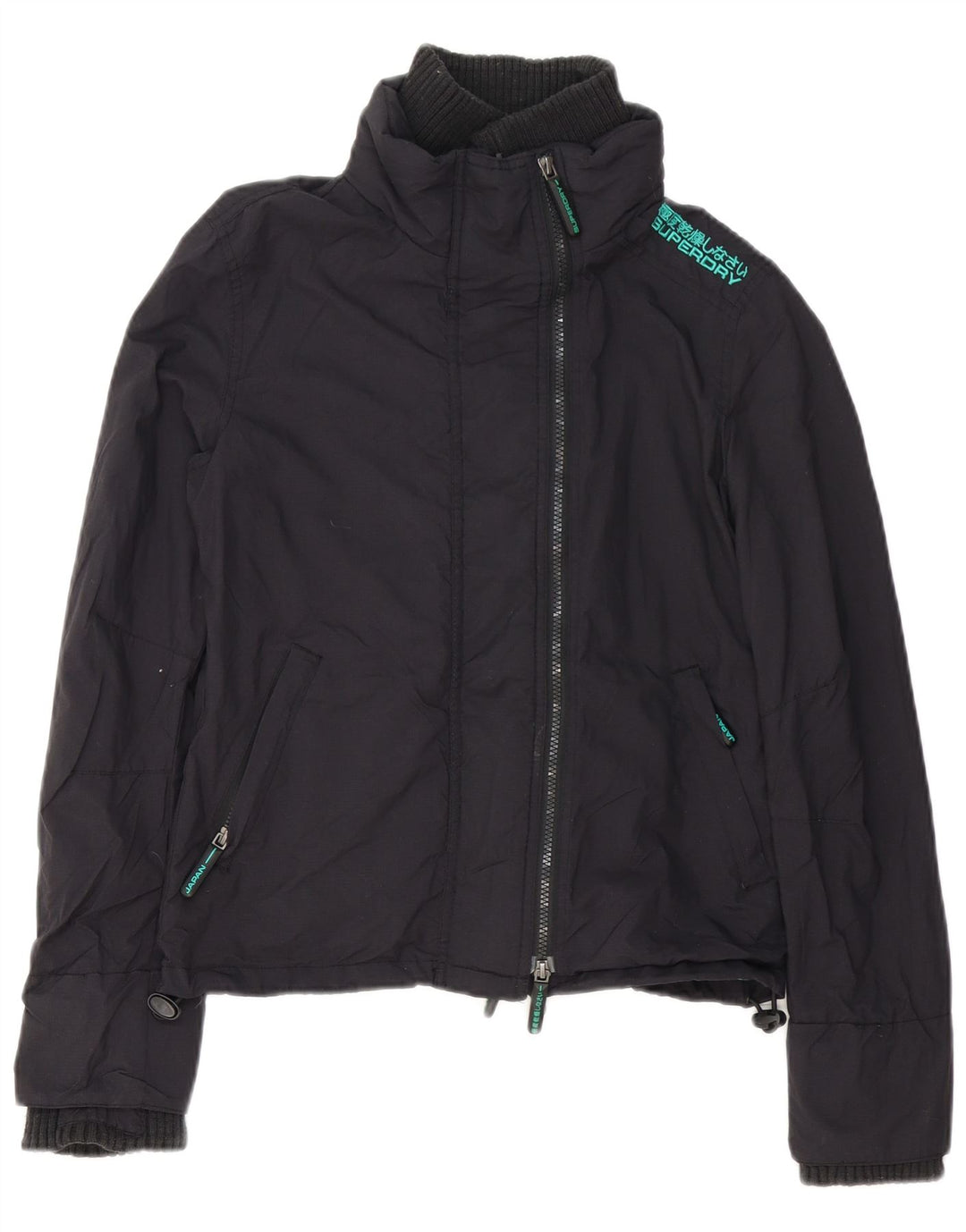 Superdry Γυναικείο τζάκετ αντιανεμικό γραφικό UK 10 Small Black Polyester