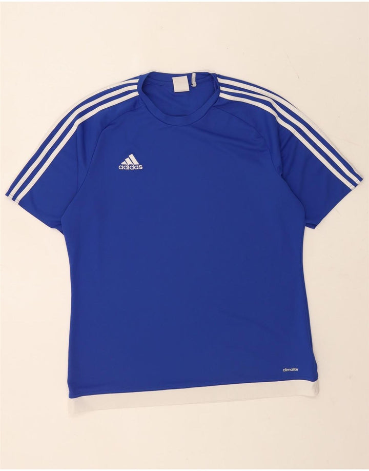 Adidas Ανδρικό T-Shirt Climalite Top Large Blue Colourblock Πολυεστέρας