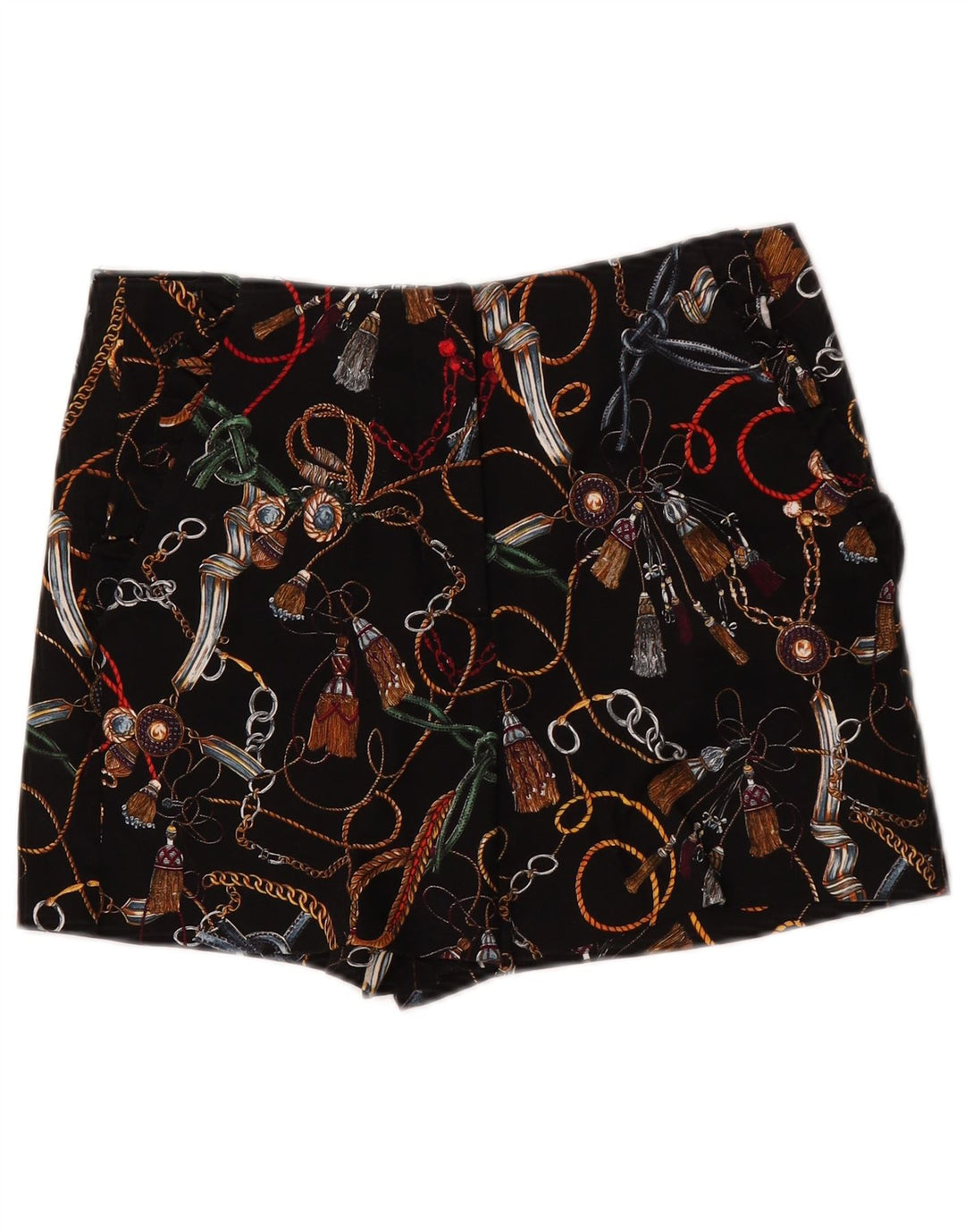 Zara Γυναικείο Σορτς Chino με αφηρημένο σχέδιο με ψηλόμεσο μεσαίο μαύρο W28
