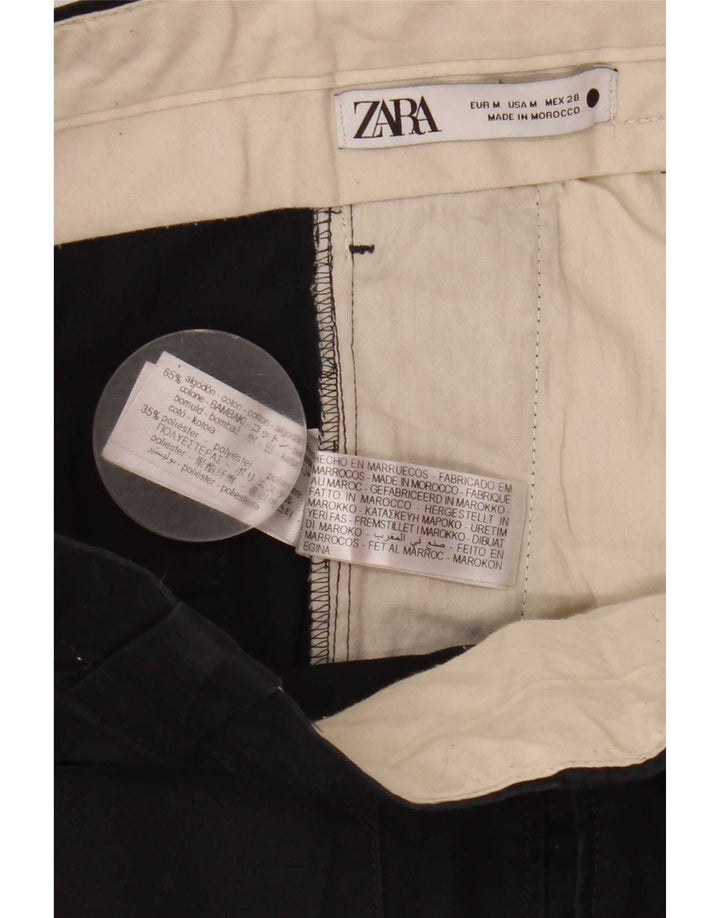 Zara Γυναικείο Cropped Παντελόνι Medium W28 L24 Μαύρο βαμβακερό