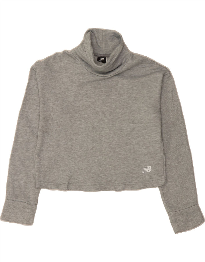 NEW BALANCE Womens Crop Sweatshirt Jumper UK 14 Medium Grey Polyester Vintage New Balance and Second-Hand New Balance from Messina Hembry 