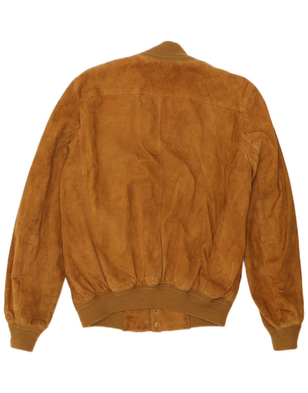 Vintage Ανδρικό Suede Bomber Jacket IT 50 Medium Beige Leather