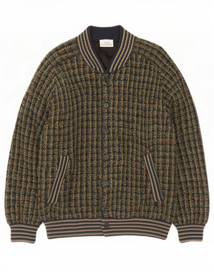 Vintage ανδρικό πλεκτό μπουφάν Bomber 3XL πολύχρωμο παρθένο μαλλί