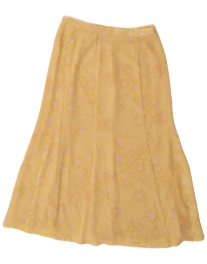 JACQUES VERT Γυναικεία φούστα σε γραμμή Α UK 12 Medium W30 Κίτρινο φλοράλ πολυεστέρας