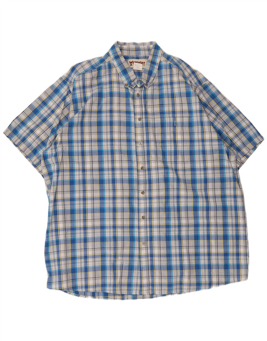 Wrangler Mens Tall Short Sleeve Shirt 3XL Blue Check Cotton