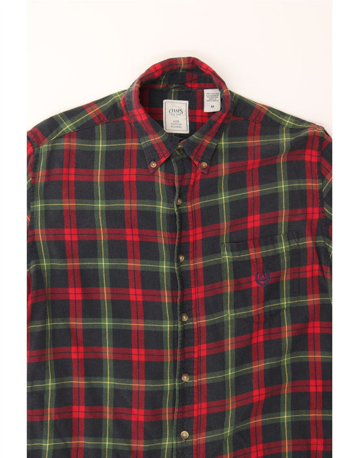 CHAPS Mens Flannel Shirt Medium Navy Blue Check Cotton Vintage Chaps and Second-Hand Chaps from Messina Hembry 