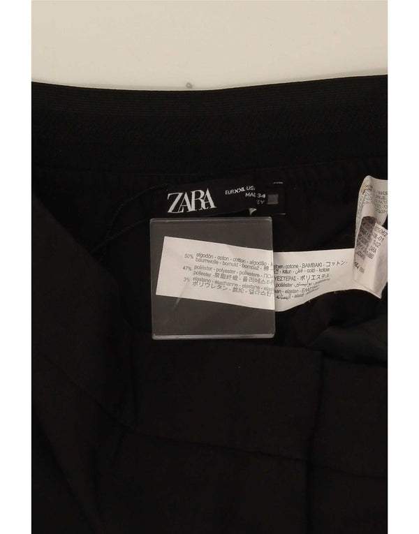 Zara Γυναικείο παντελόνι Chino με κωνικό ψηλόμεσο 2XL W34 L27 μαύρο βαμβακερό