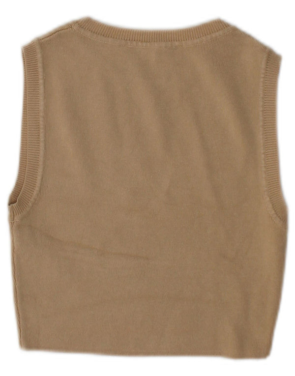 Zara Γυναικείο γιλέκο Crop Tank Top UK 10 Small Beige Viscose