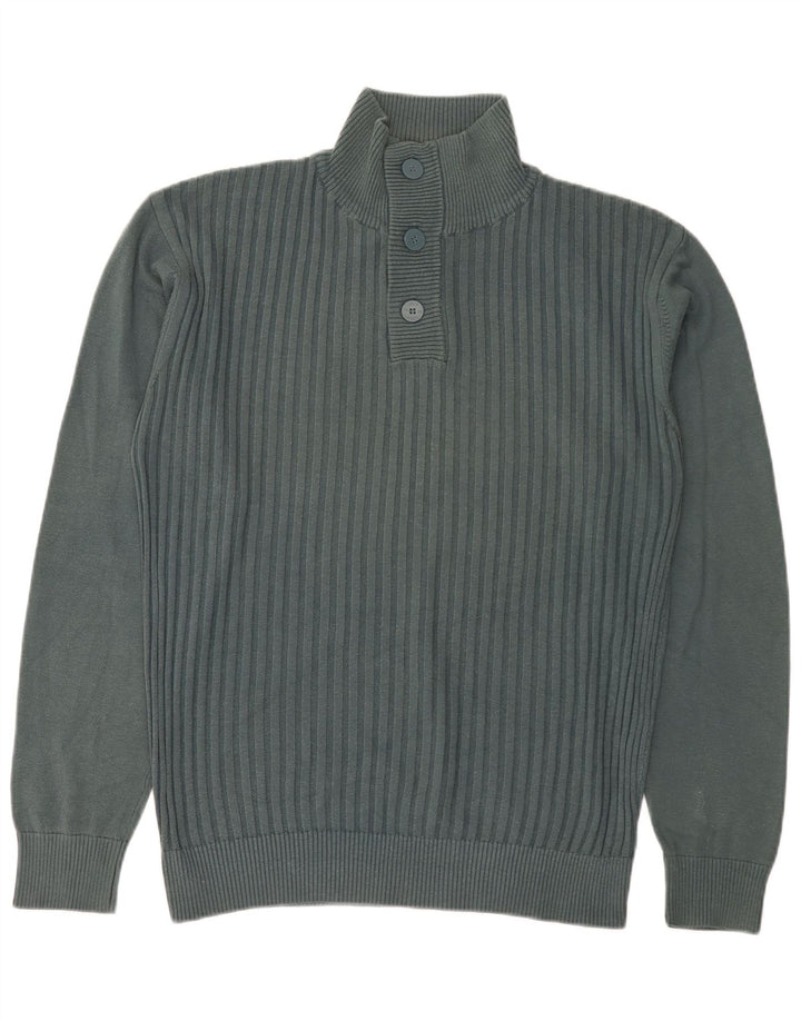 Jack & Jones Ανδρικό πουλόβερ με λαιμό με κουμπιά XL Πράσινο βαμβακερό