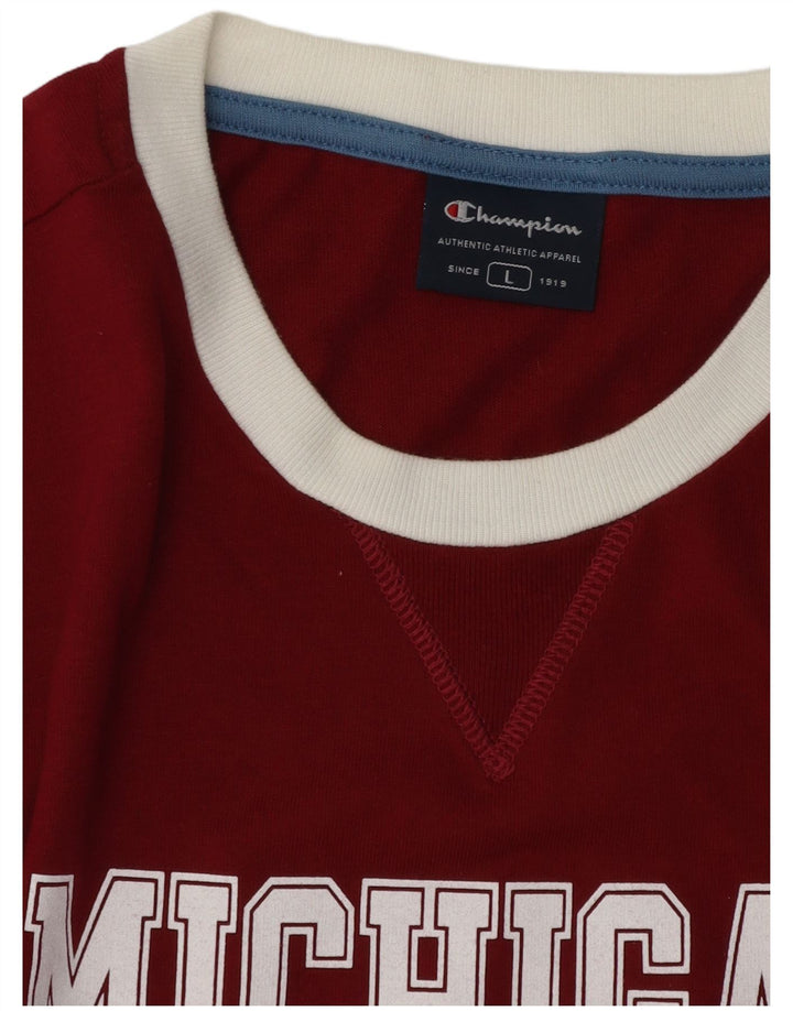 CHAMPION Ανδρικό γραφικό T-Shirt Michigan Top Large Burgundy