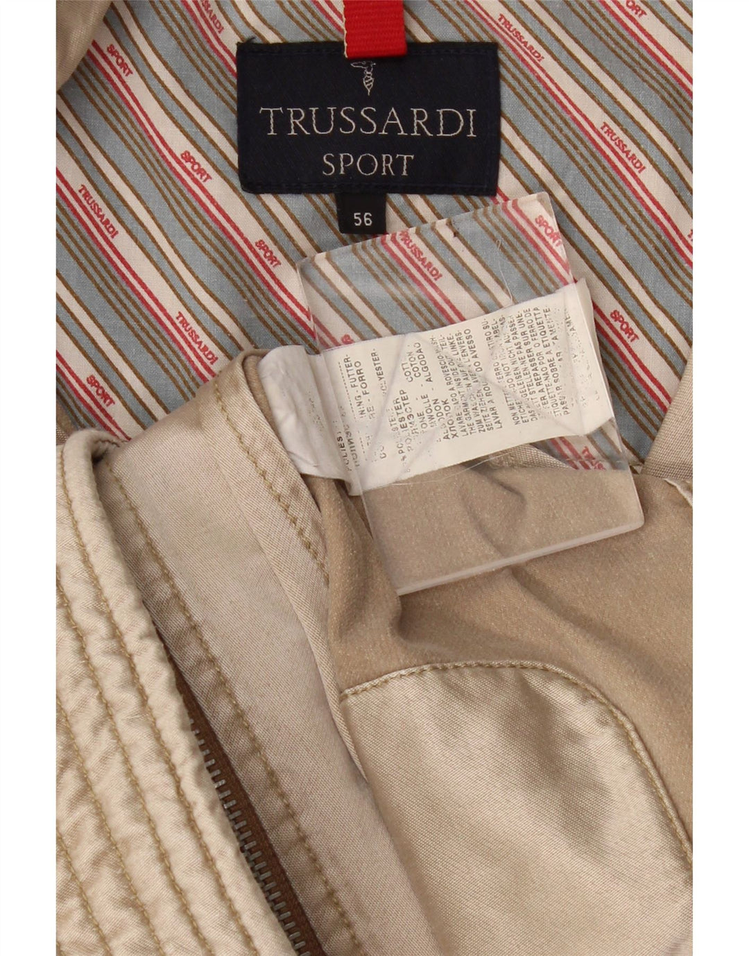 Trussardi Mens Utility Jacket IT 56 3XL Beige Polyester